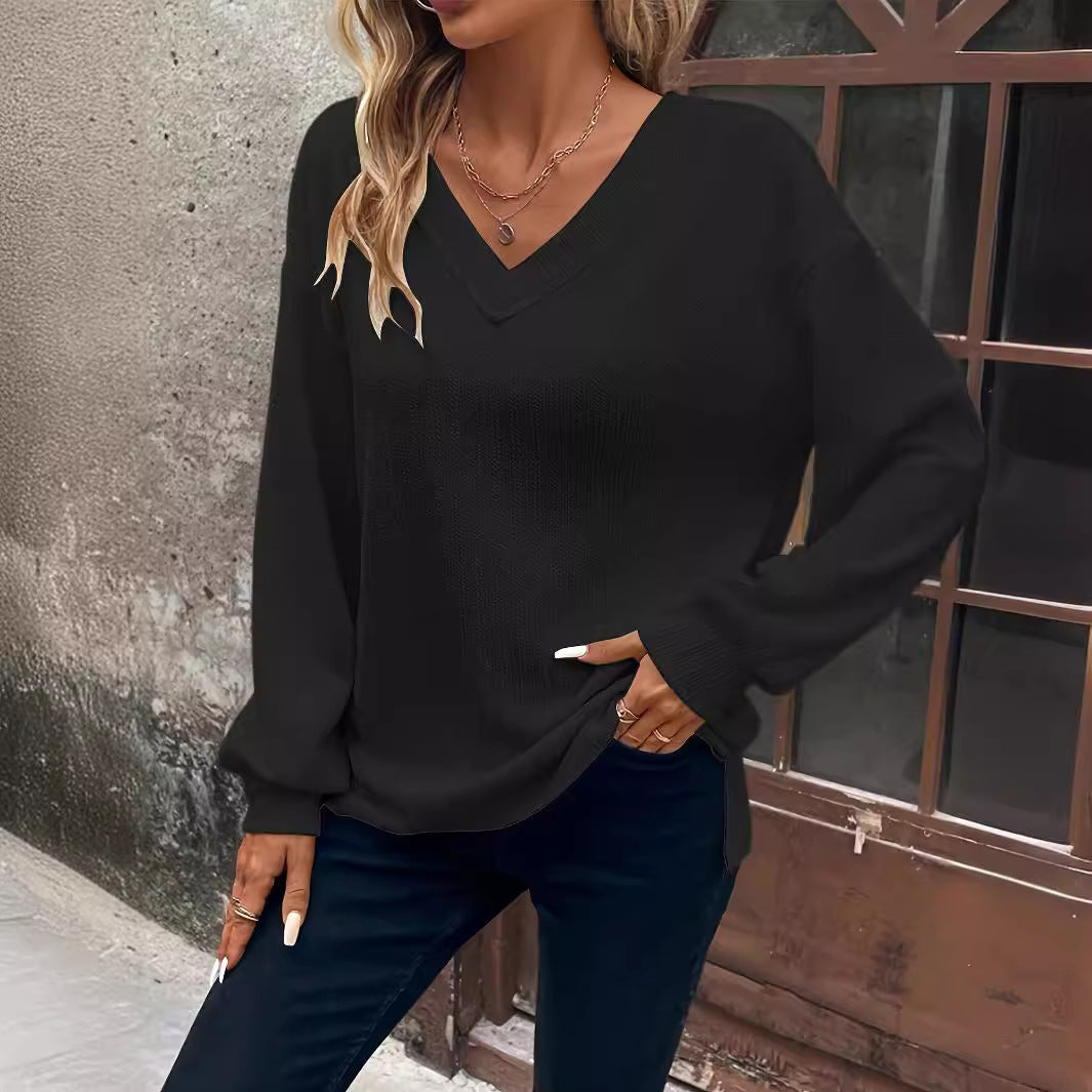Dame Størrelse V-Udskæring Sweater Stilla
