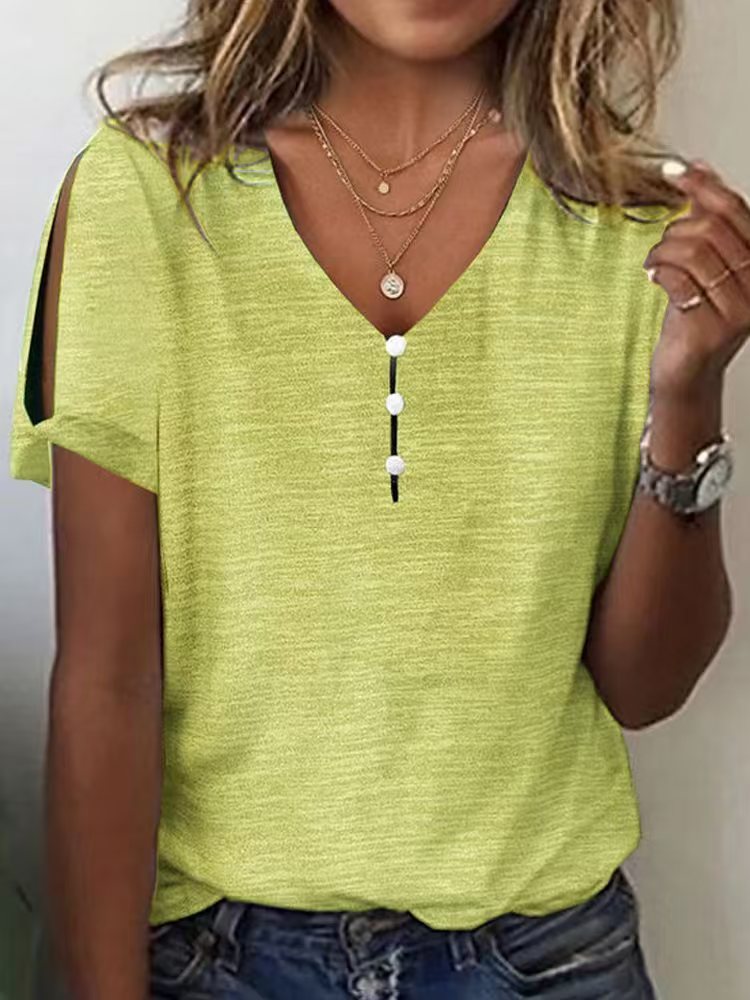 Dame Glitrende V-Pullover Bluse Skovae