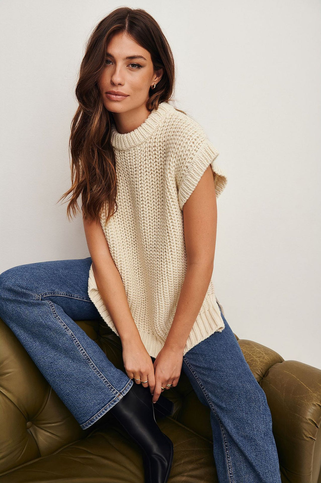 Dame Oversized Striktop med afslappet snit Skovae
