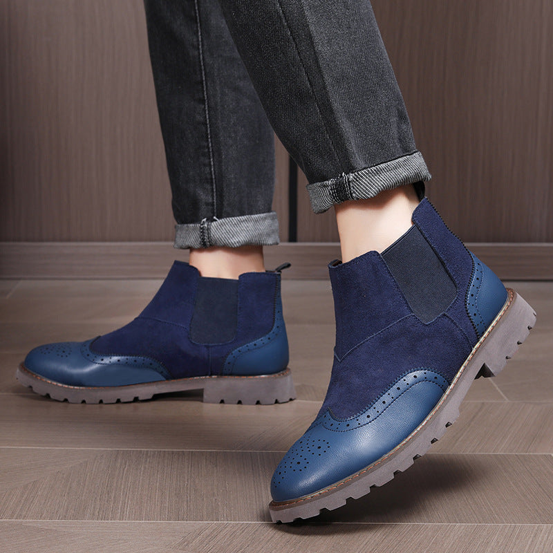 Herrer Elegant Dual-Material Chelsea Støvler Stilla