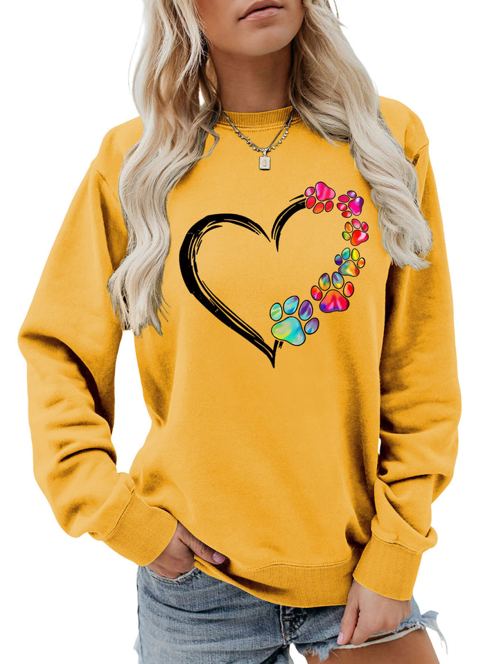 Kvinders sweatshirt med kreativ pote hjerte design Stilla