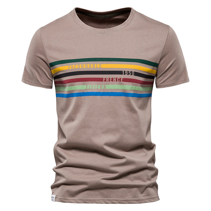 Herrer T-shirt med moderne stribedesign og blødt bomuldsstof Stilla