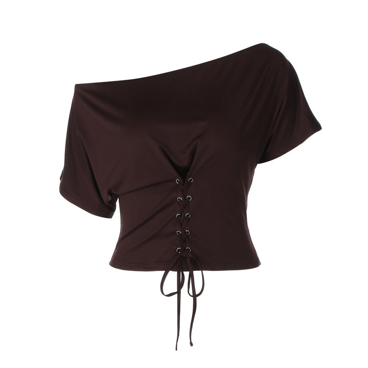 Dame Off-Shoulder Top med justerbar snøre Skovae