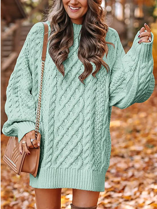 Kvinders stor strikket sweater med kabeldesign Stilla