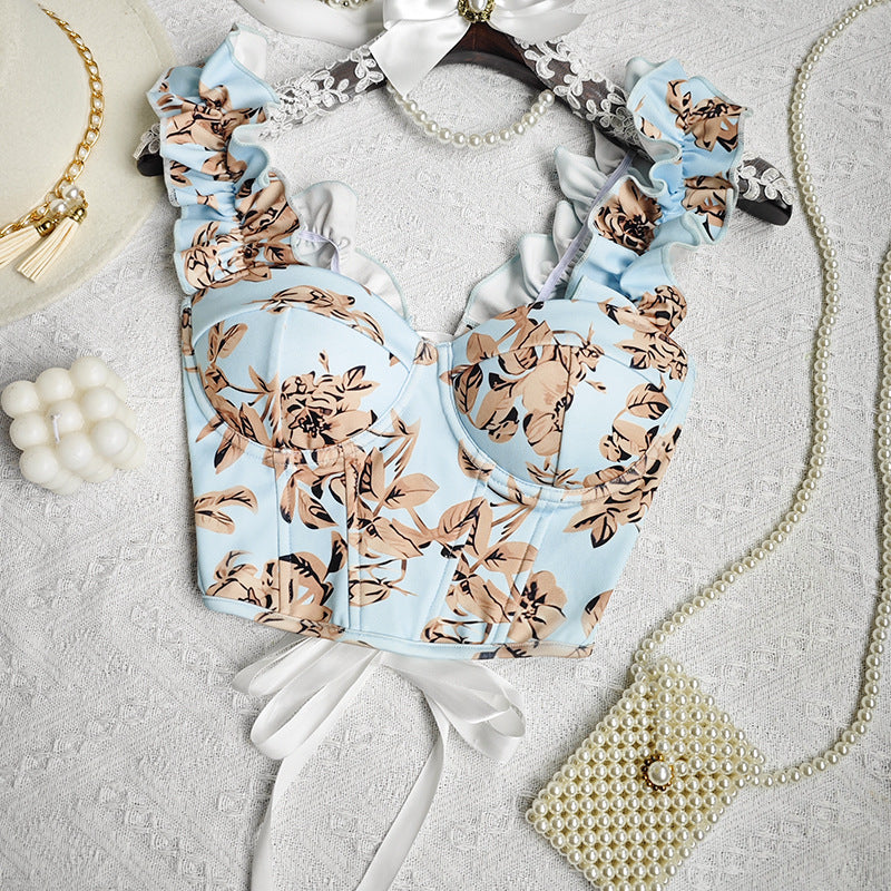Dame Bustier i romantisk floral design med ruffled detaljer Stilla