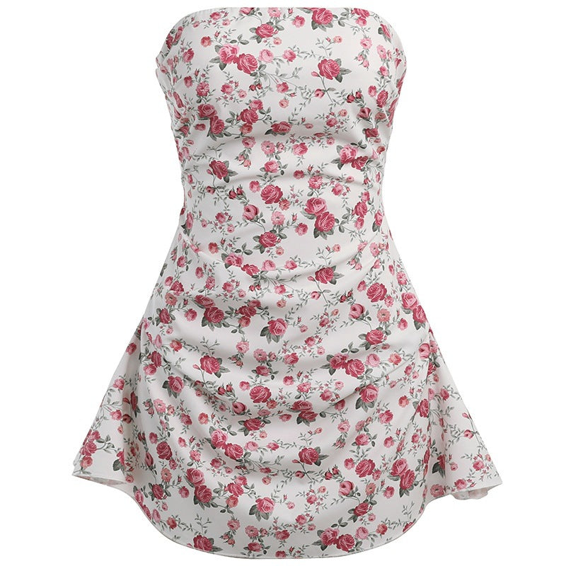 Dame Strapless Floral Print Mini Kjole Stilla