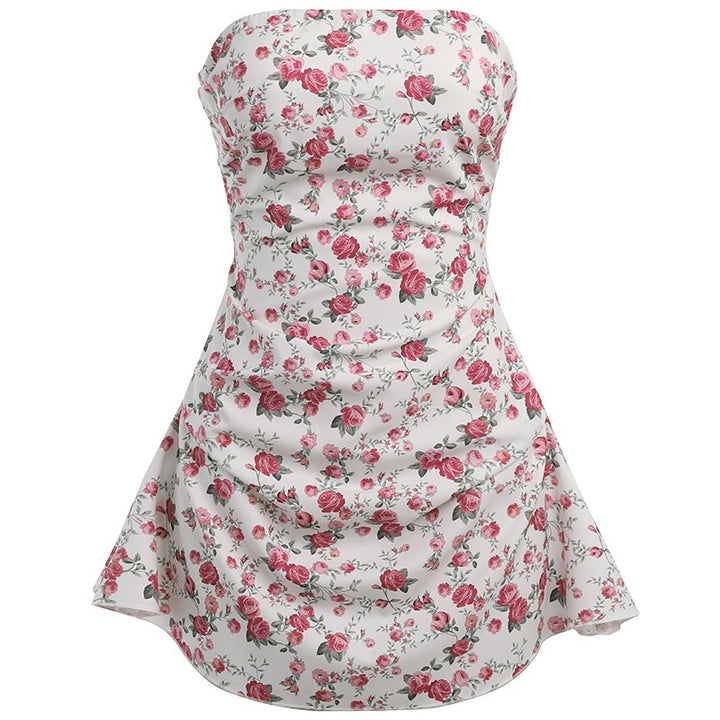 Dame Strapless Floral Print Mini Kjole Stilla