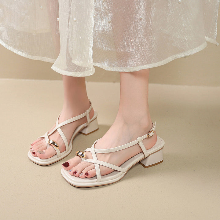 Dame elegante blokhæl slide sandaler Stilla