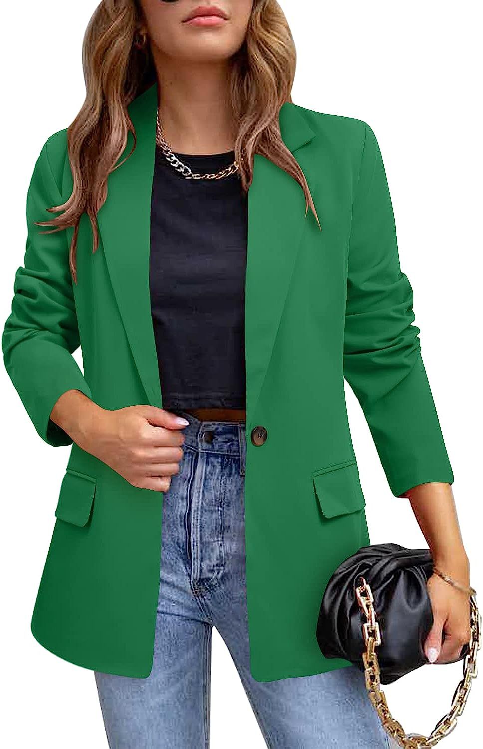 Dame trendy blazer med figursyet snit og store lommer Stilla