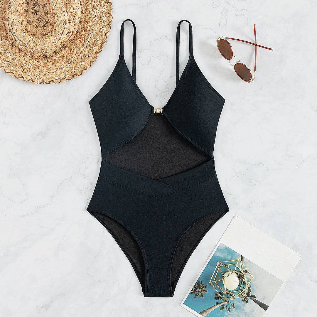 Dame Elegant Monokini med Cut-Outs og Rings-detail Skovae