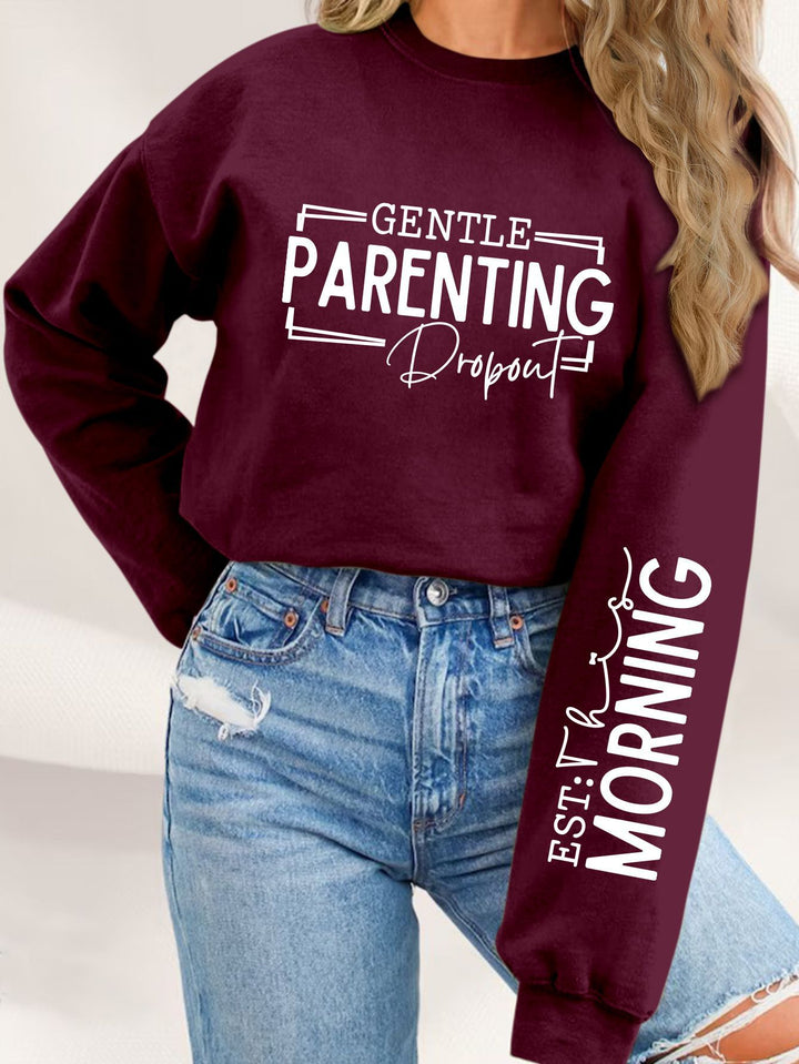 Kvinders sweatshirt med unikt trykt forældremotiv og afslappet pasform Stilla