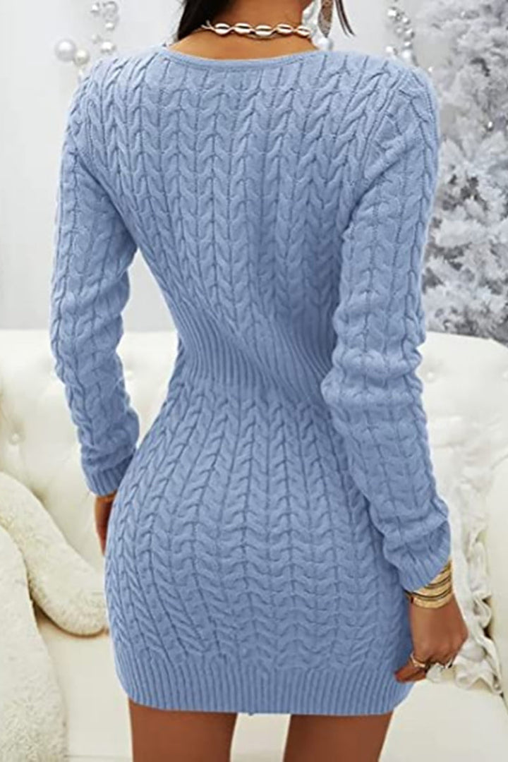 Stilla | Zipper V-hals Bodycon Trøje Kjole