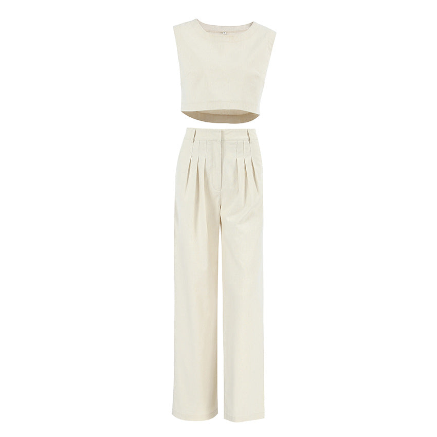 Dame sæt bestående af cropped top og elegant vide bukser Stilla