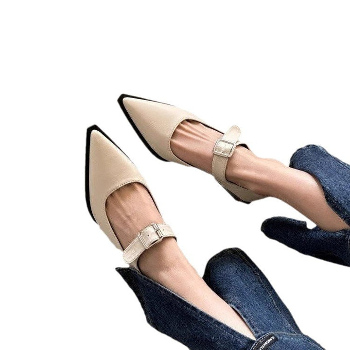 Dame spidsede Mary Jane pumps med justerbar rem Stilla