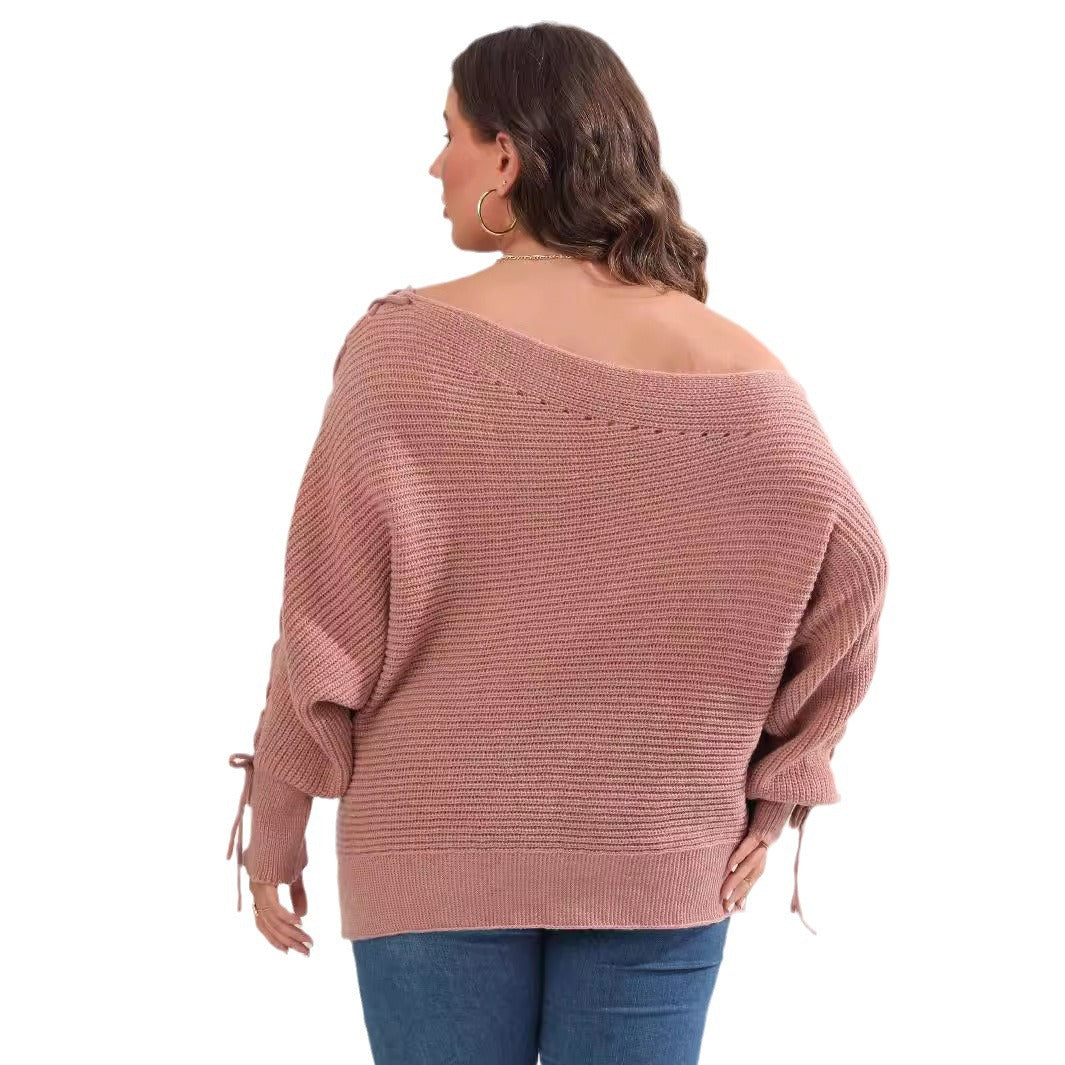 Dame afslappet oversized pullover med dekorativ perledetalje og snor Stilla