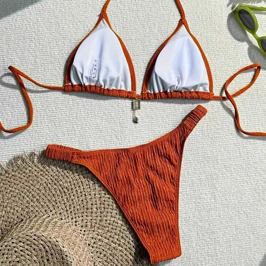 Dame triangel-bikini med bølget tekstur Skovae