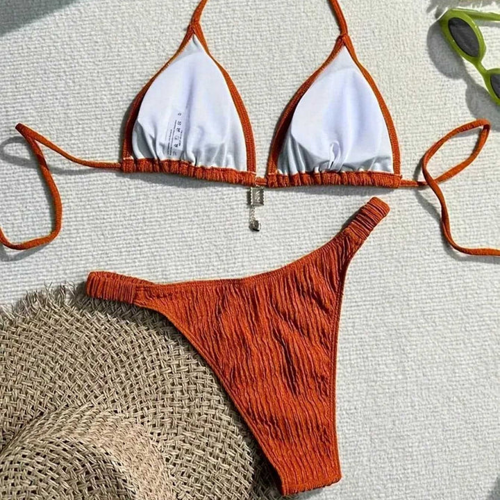 Dame triangel-bikini med bølget tekstur Skovae