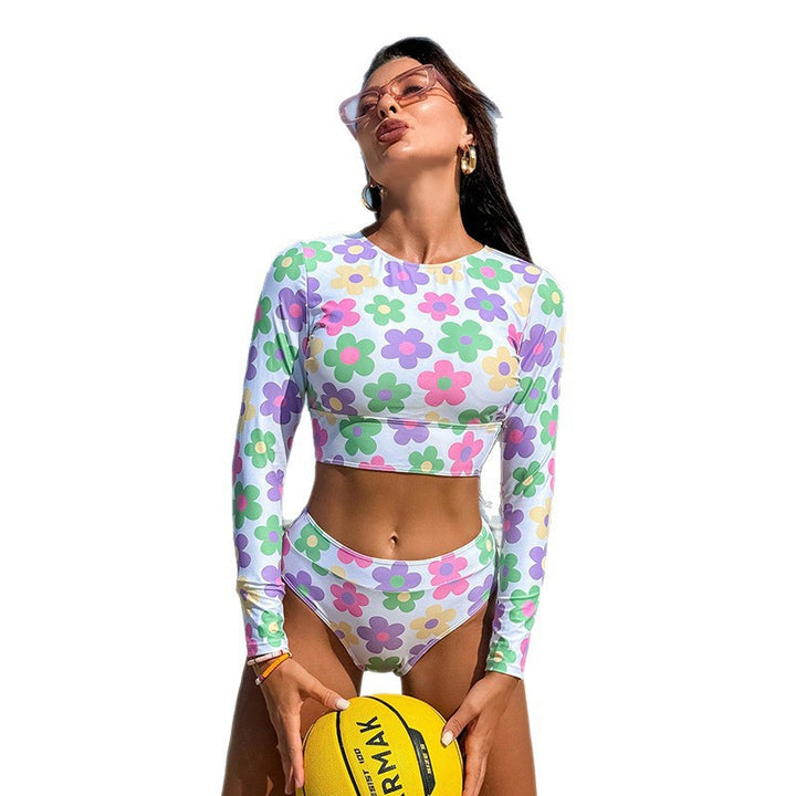 Dame sport-bikini med lang top og høj talje Skovae