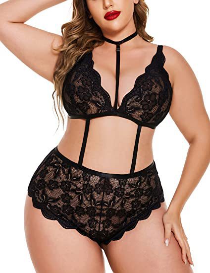 Dame Spids Udsnit Bralette og Højtaljede Panty Sæt Stilla