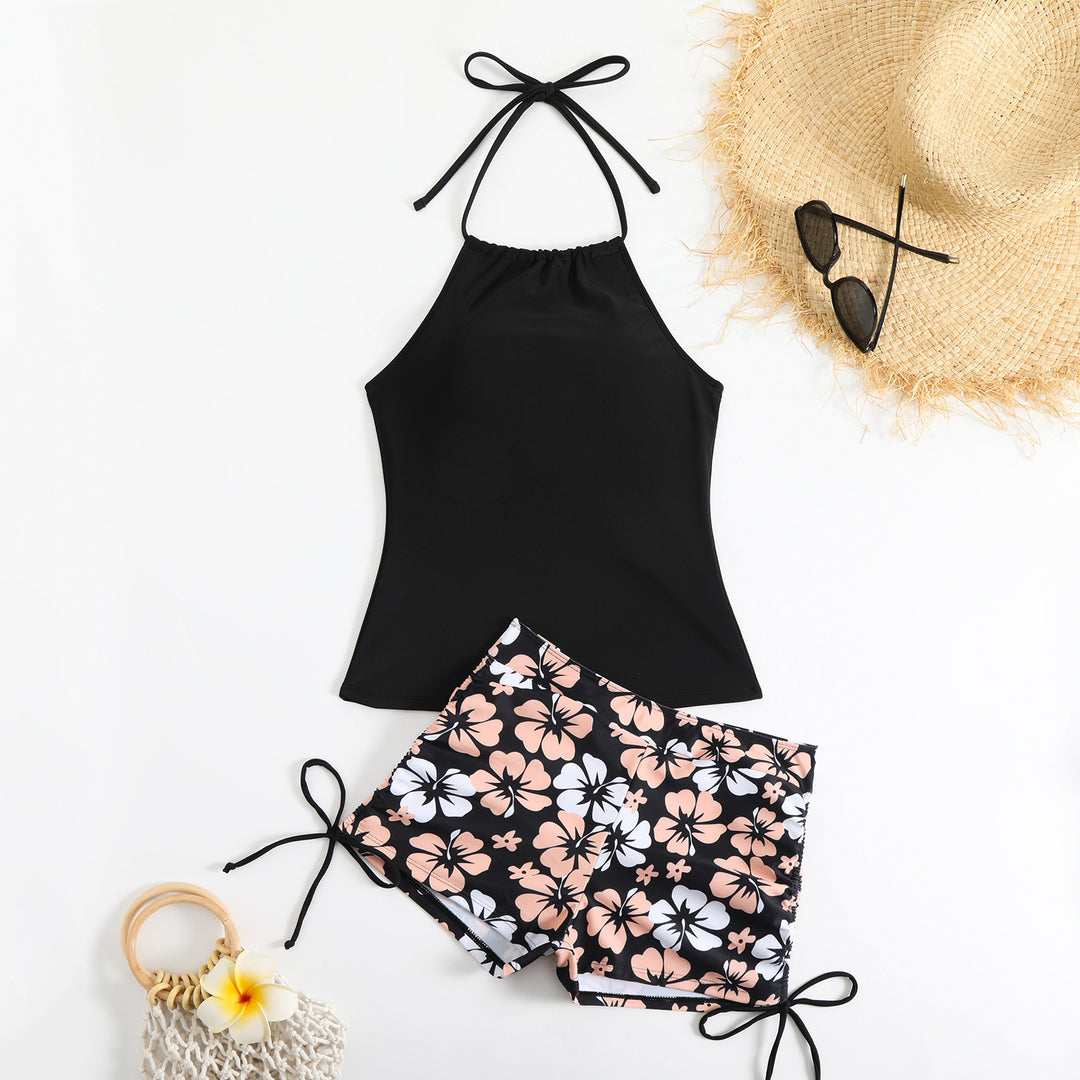Dame tankini-sæt med moderne blomstertryk og justerbare stropper Skovae