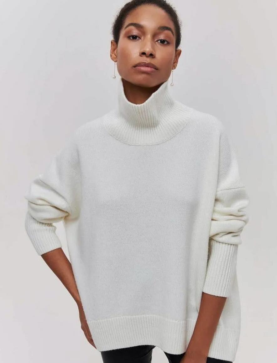 Dame Oversized Halskrave sweater lavet af blødt strik Stilla