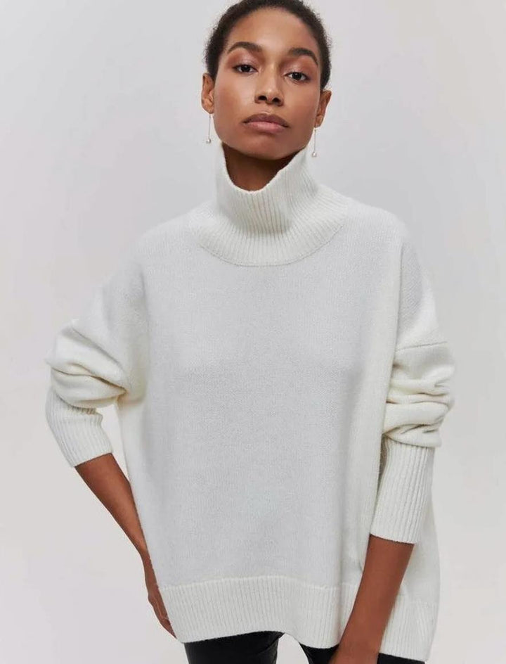 Dame Oversized Halskrave sweater lavet af blødt strik Stilla