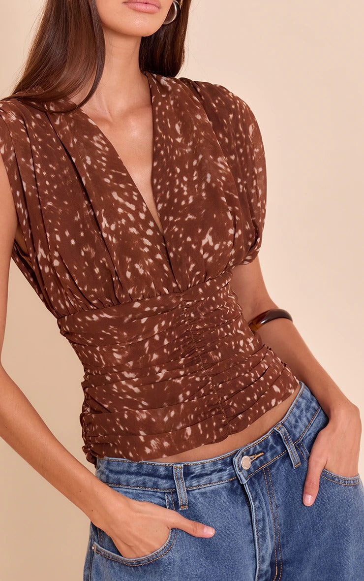 Dame Smart Bluse med Rynk Skovae
