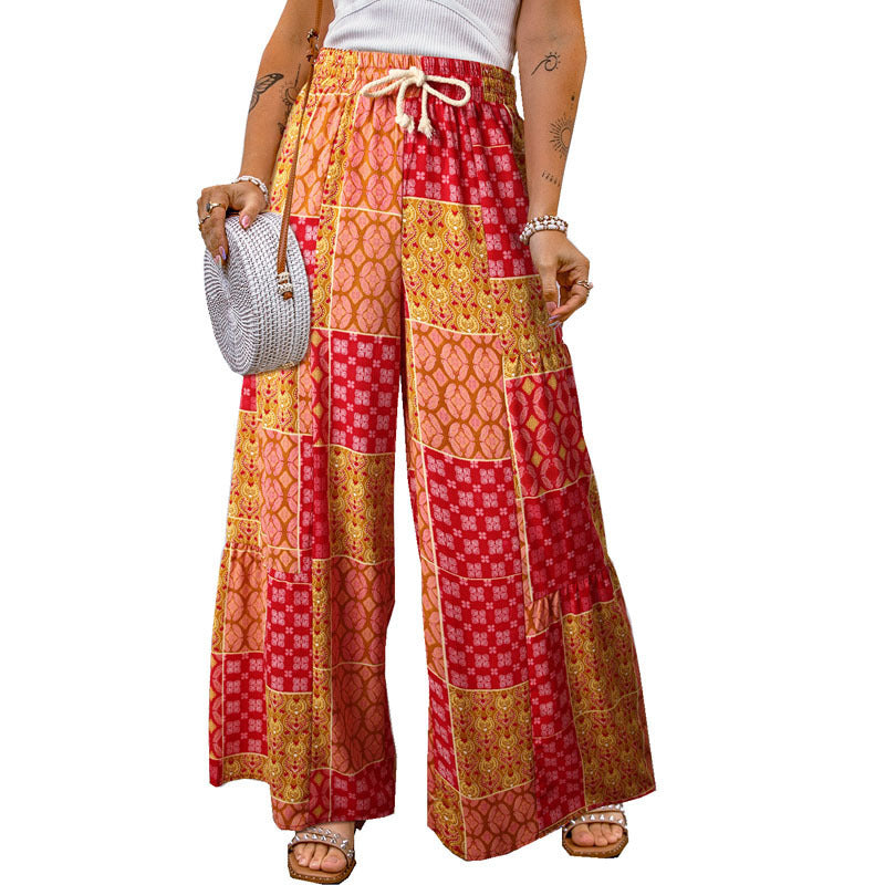 Dame Bredde Bensnit Patchwork Bukser Stilla