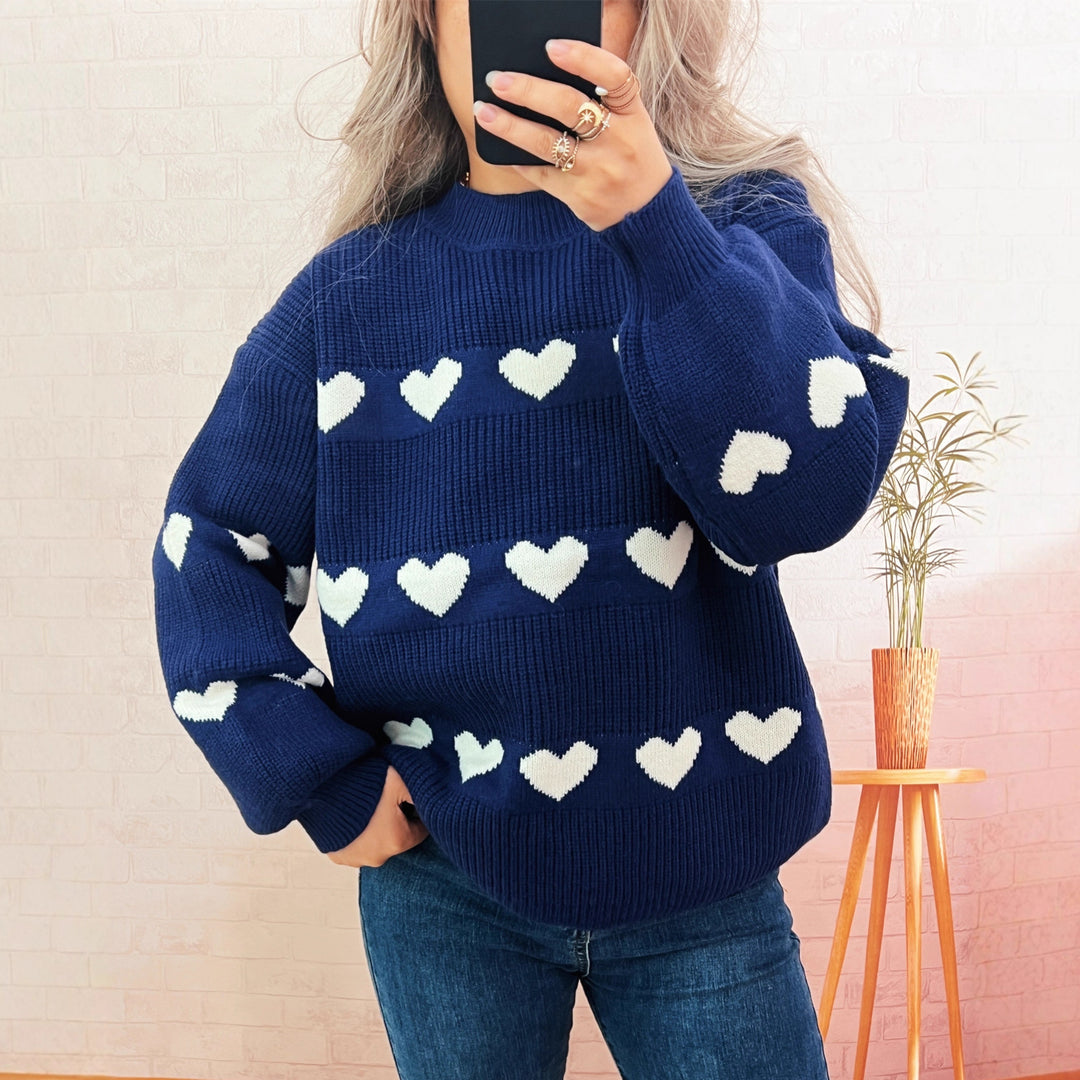 Kvinders sweater med hjerte mønster Stilla