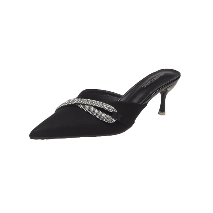 Dame Elegant Spids-Tå Slingback Mules med Rhinesten Akzent Stilla