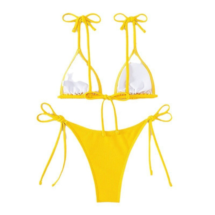 Dame triangel-bikini-sæt med justerbare bindebånd og struktureret overmateriale Skovae