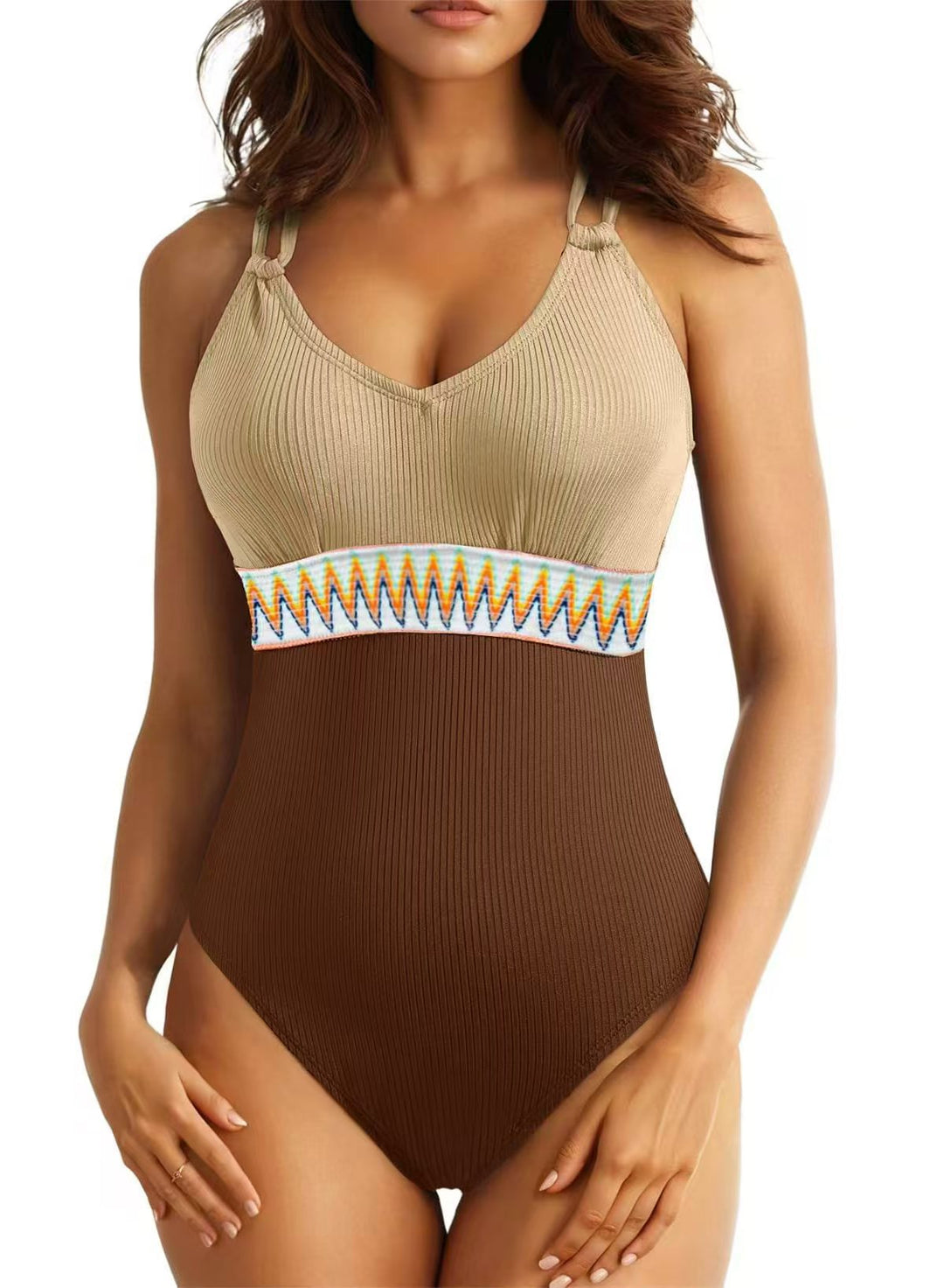Dame Én-delt badedragt med elegant indpakningsdetalje og farverigt mønster Stilla