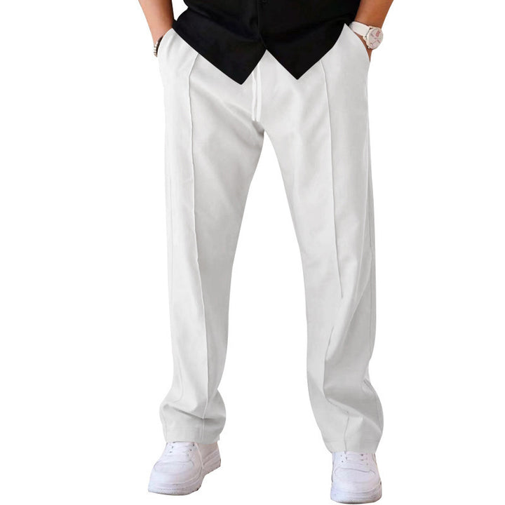 Herren nan loose casual pants with crease, elastic waistband and drawstring Skovae
