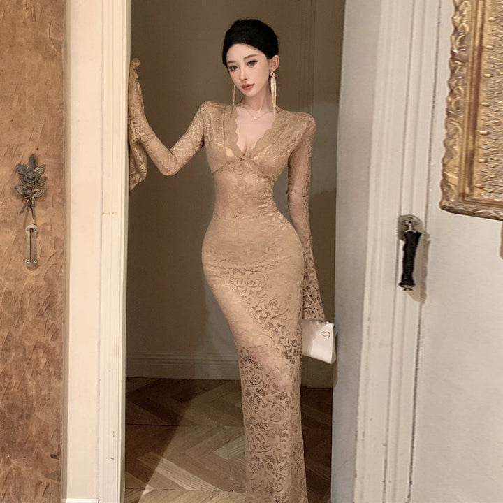 Stilla | Slim Fit Sexet Hullet Blonde Maxi Kjole
