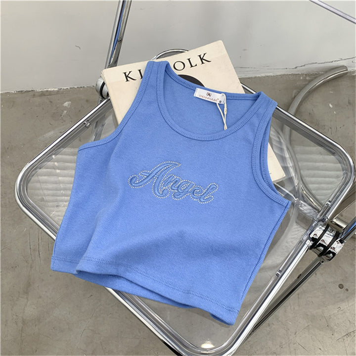 Femme Rippedel Crop Tanktop med strassdetalje Stilla