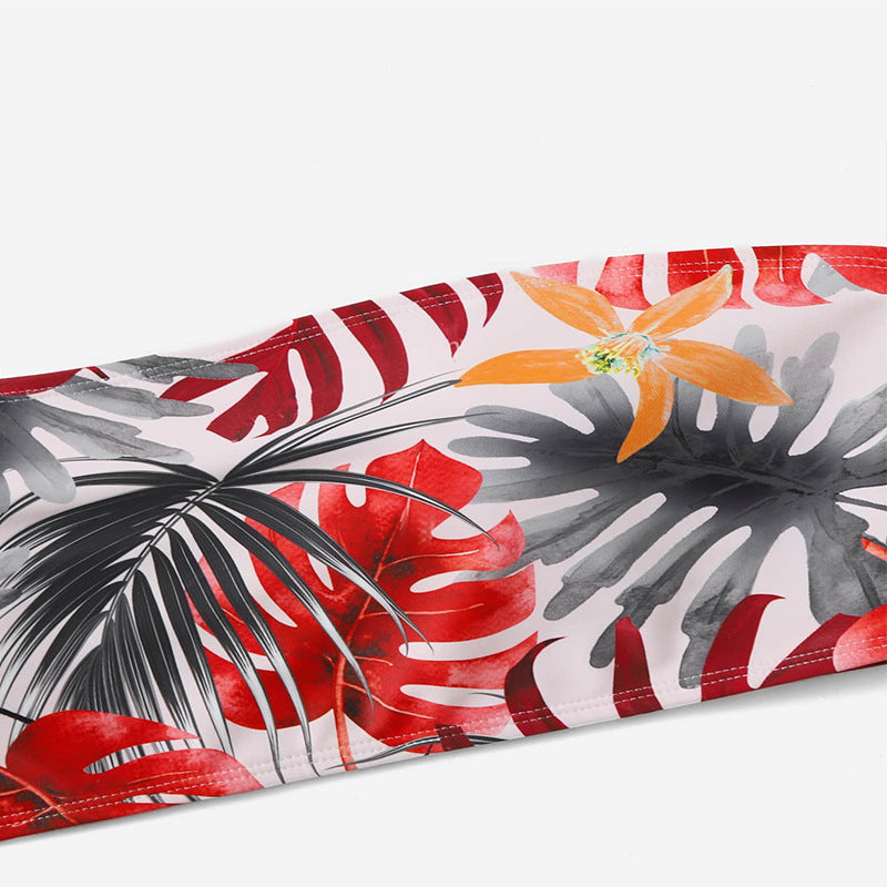 Dame bandeau bikini top med florale accenter og elastisk talje Skovae