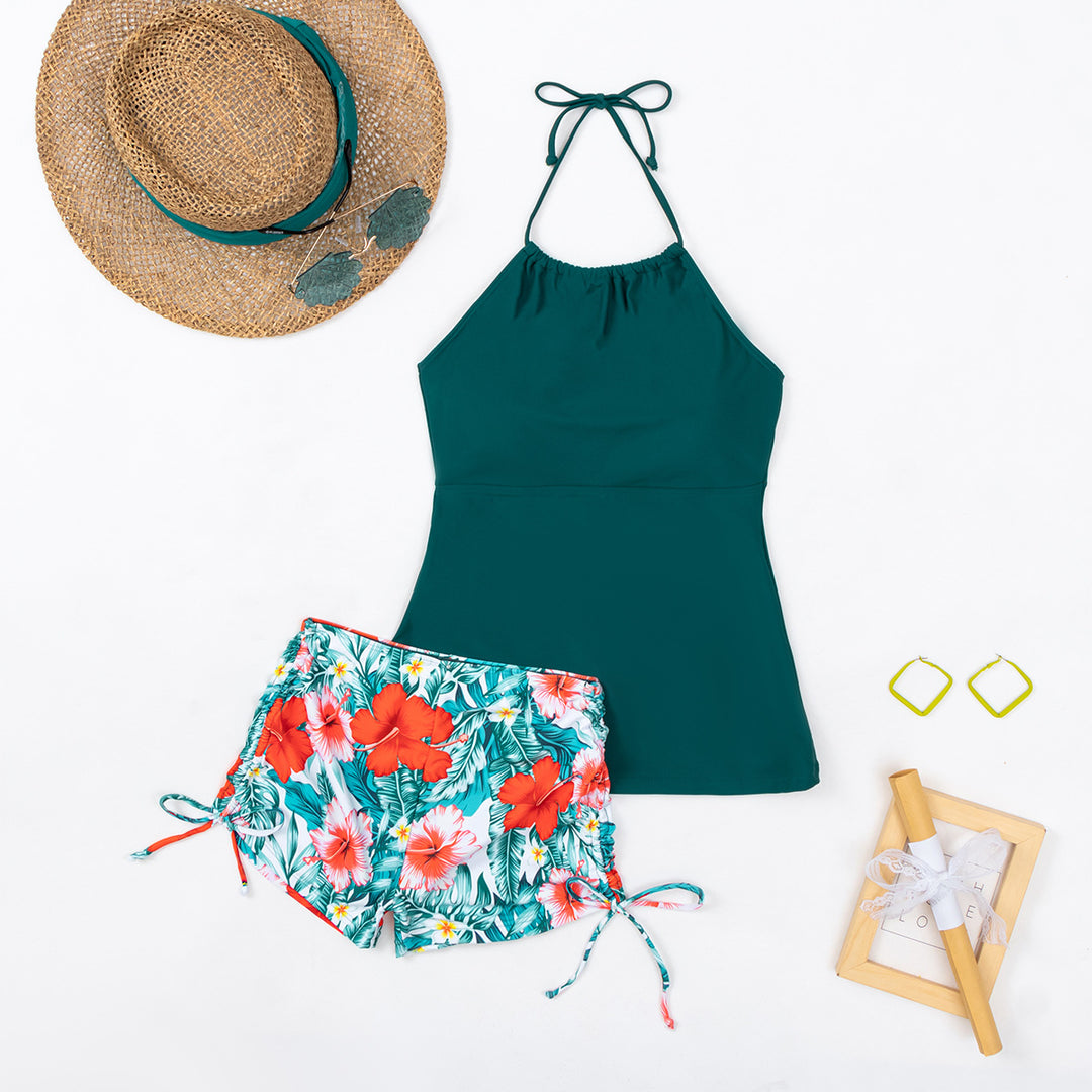 Dame Tankini-top med blomstermotiv og afslappede shorts Stilla