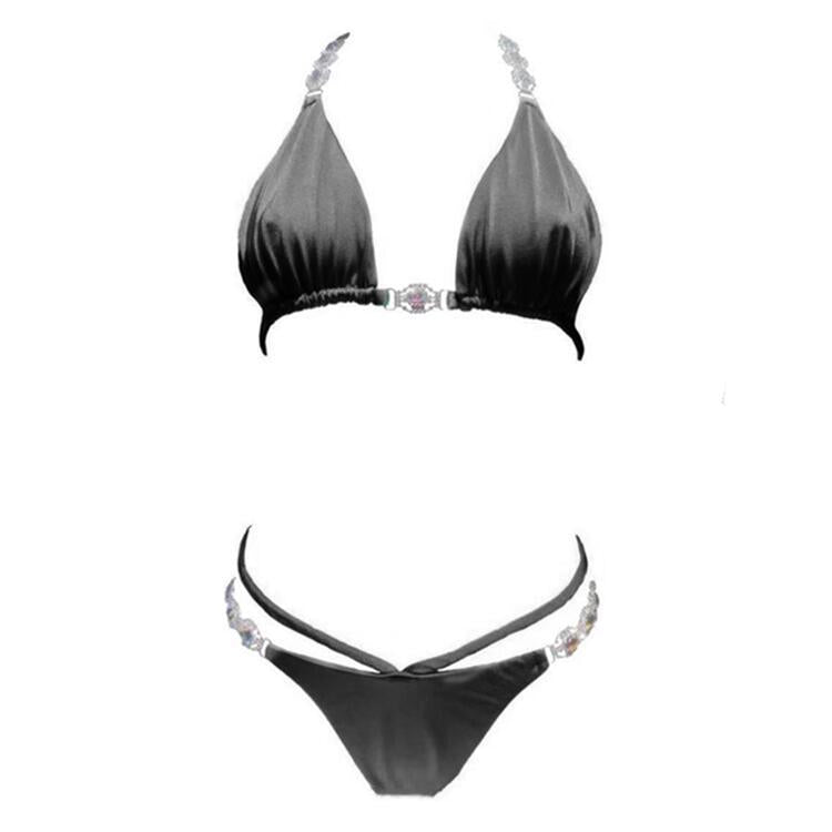 Dame Funklende Bejewled Triangle Bikini Sæt Stilla