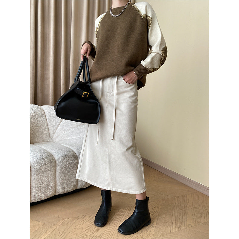 Dame Stilfuld Maxi Nederdel med Elegant Stretch Detaljer Stilla