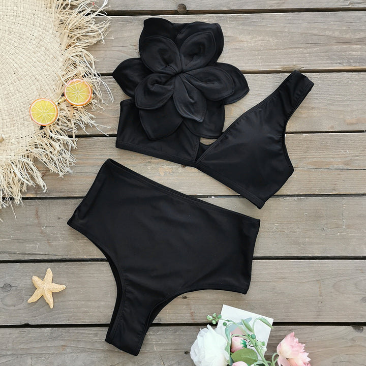 Dame Bikini-sæt med blomsteraccent og høj talje Stilla
