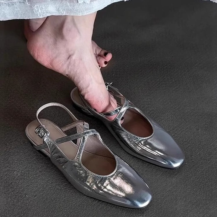 Dame Slingback-flade med kvadratisk tåform og justerbare remme Stilla