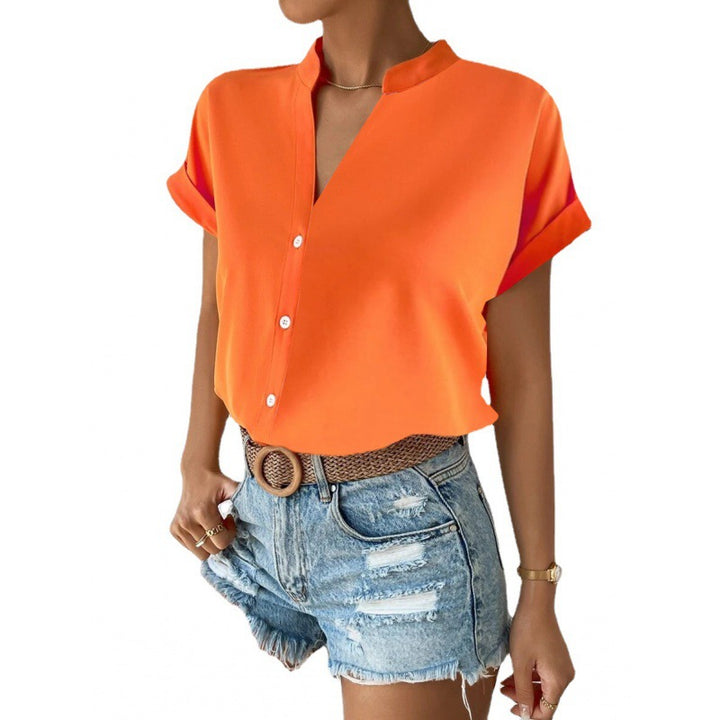 Dame Chic Mandarinkrave Bluse Stilla