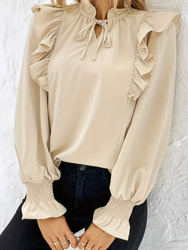 Dame bluse med ruches og let pasform Stilla