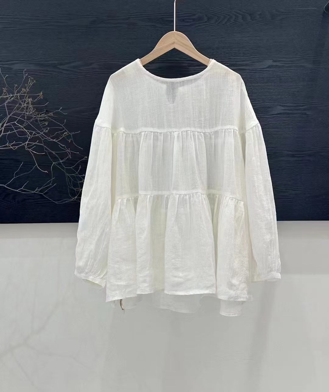Femme Relaxed Fit Peplum-top med lange ærmer Stilla