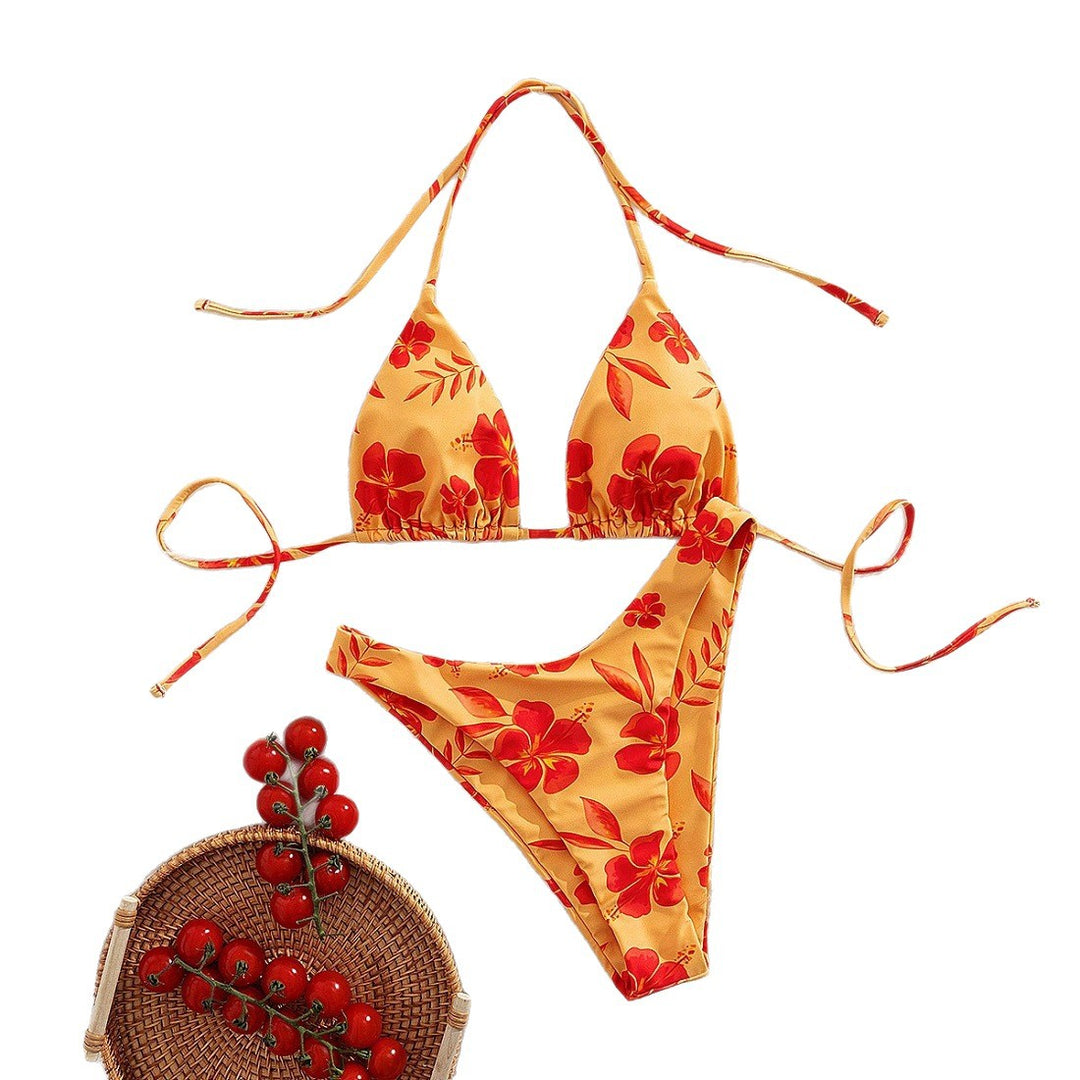 Dame Triangle-Bikini-Sæt med blomstret design Skovae