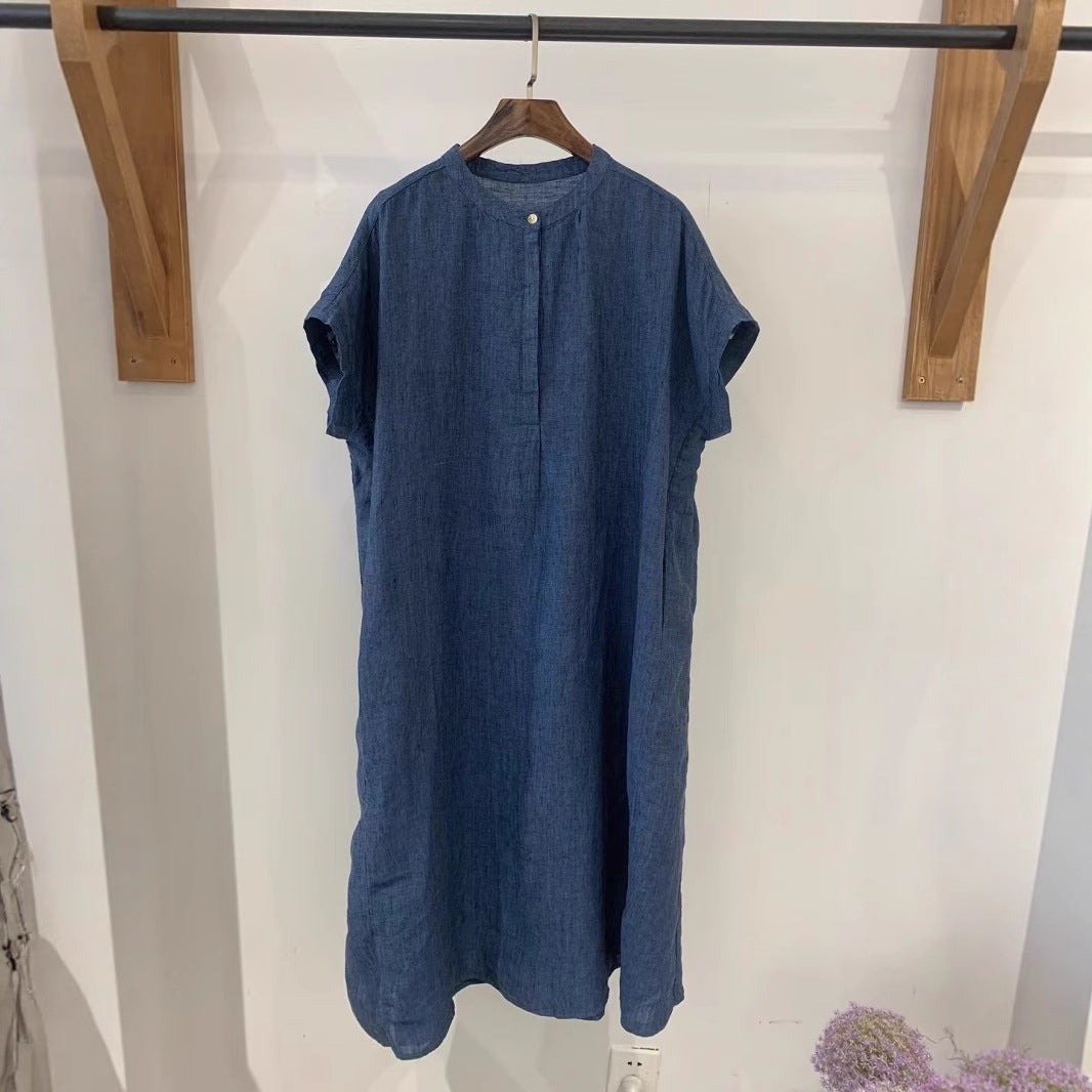 Femme Kortærmet Linned Shift Kjole Stilla