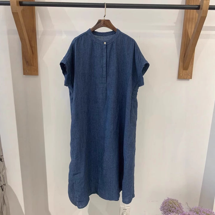 Femme Kortærmet Linned Shift Kjole Stilla