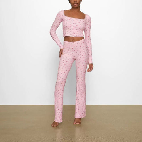 Dame Floral Print Flared Bukser Stilla