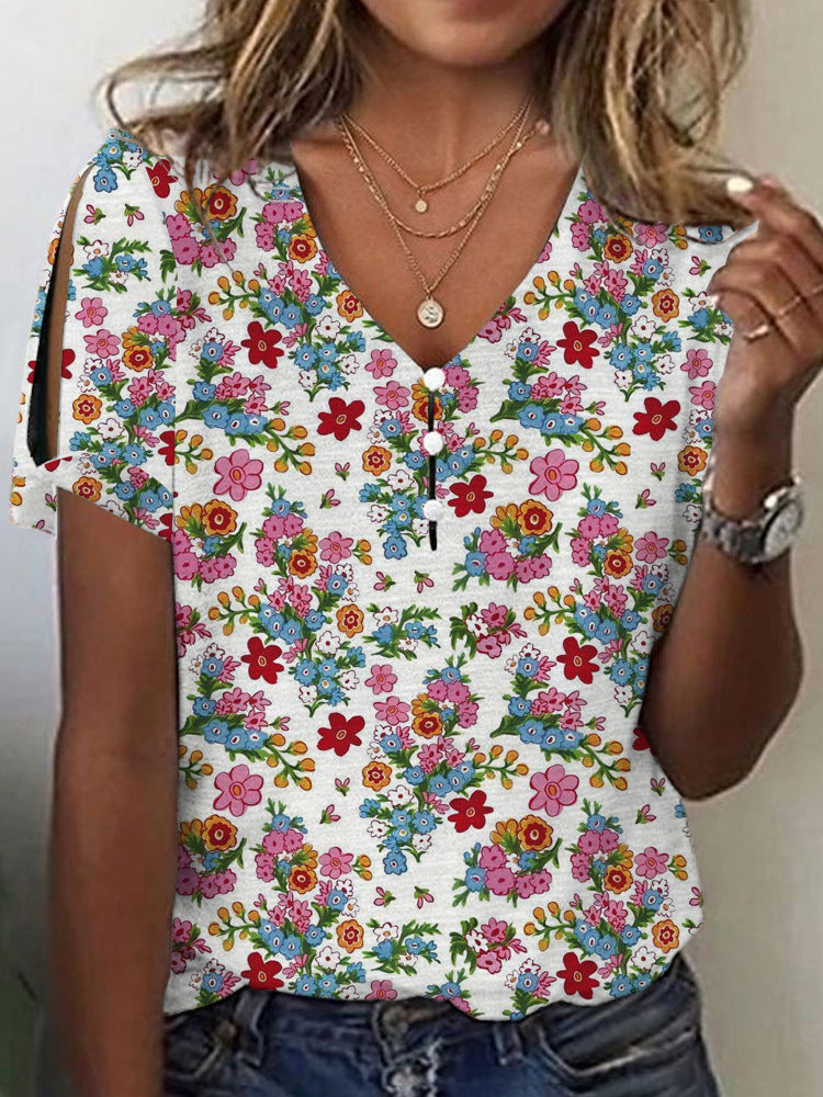 Dame Glitrende V-Pullover Bluse Skovae