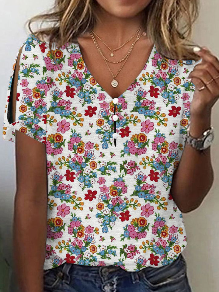 Dame Glitrende V-Pullover Bluse Skovae